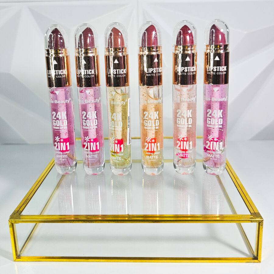 Brillo + Labial Barra 2 en 1 24 K Gold Kiss Beauty